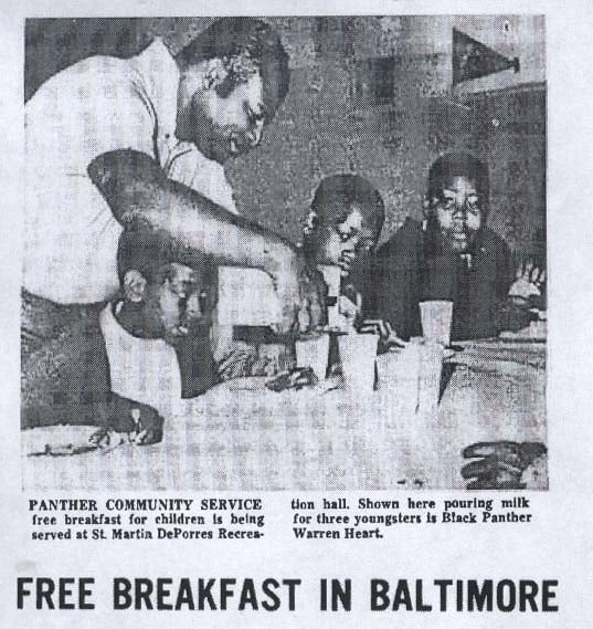 Historic photo of the Black Panther Party's "Free Breakfast for School Children Program"