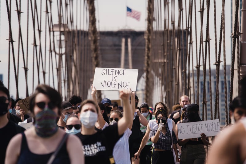 Activists gathered on Brooklyn Bridge